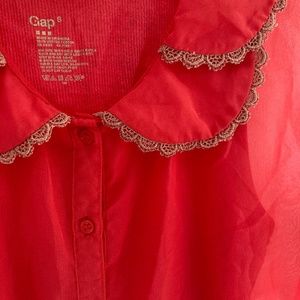 2-for-1: Xhiliration Blouse Semi-Sheer w/ Lace Trim & Gap Tank Top for Under EUC